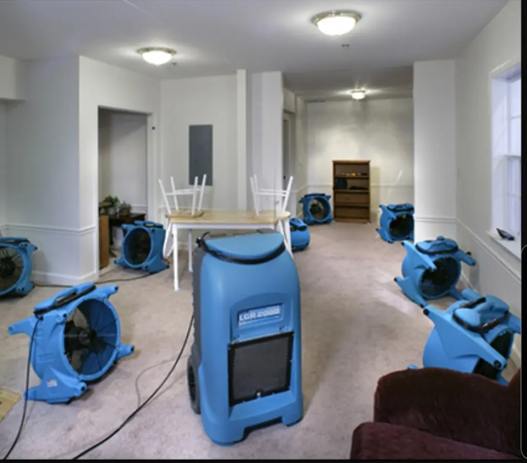 Air movers and dehumidifier setup for Water Extraction & Removal in Ralston