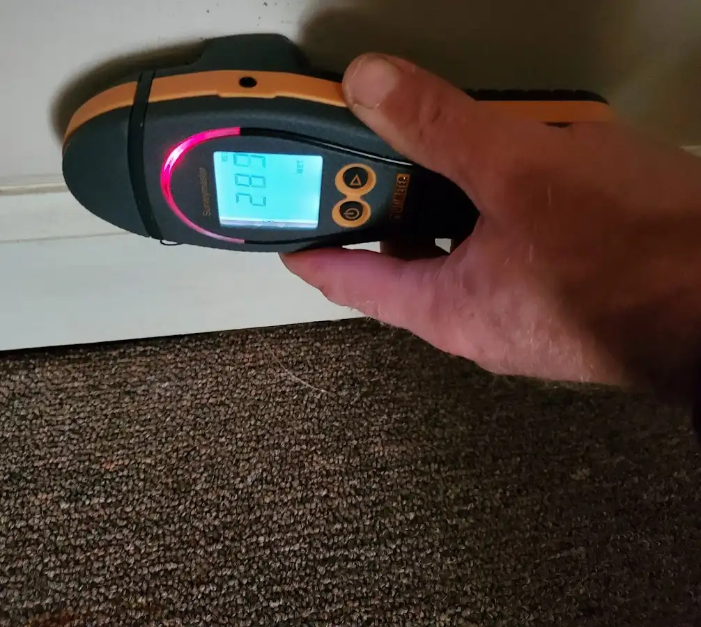 Moisture detection at baseboard during Mold Inspection & Testing in Ralston